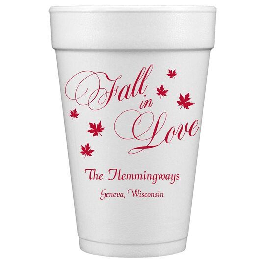 Elegant Fall In Love Styrofoam Cups